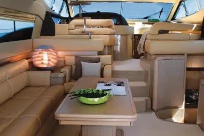  Yacht Photos Pics Luxurious interior of 2007 Ferretti Yachts 591 with elegant seating and modern decor.