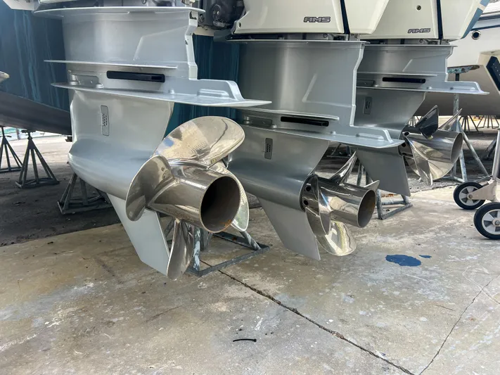  Yacht Photos Pics 2023 Tiara Yachts 38 LS outboard engines with stainless steel propellers.