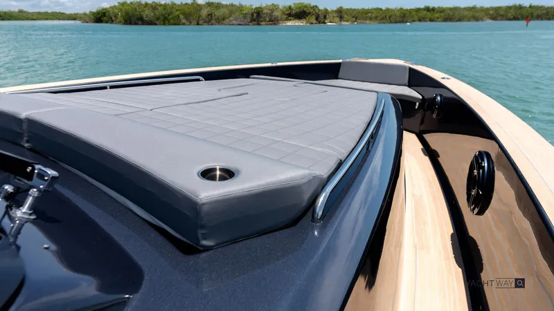 Available Now Yacht Photos Pics 2025 Pardo Yachts P50 deck with sleek design and luxurious sunbathing area.