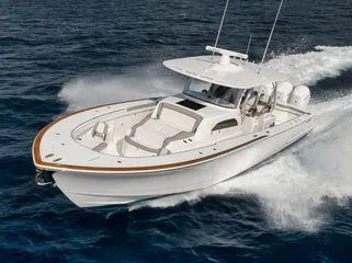  Yacht Photos Pics 2023 Valhalla Boatworks V-46 cruising on open water, showcasing sleek design and performance.