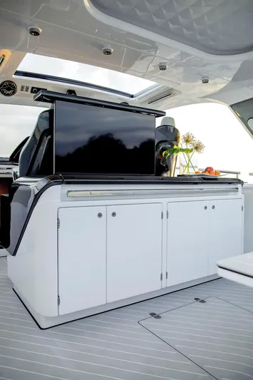  Yacht Photos Pics 2024 Azimut Verve 48 yacht interior with sleek cabinetry and modern design.