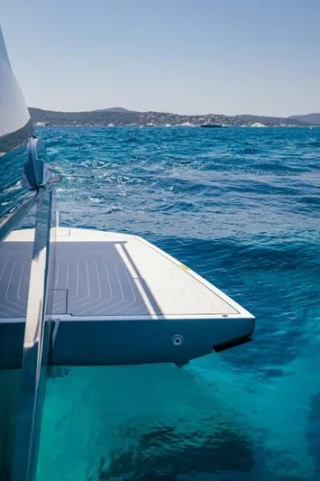  Yacht Photos Pics 2024 Azimut Verve 48 yacht on clear blue ocean waters.