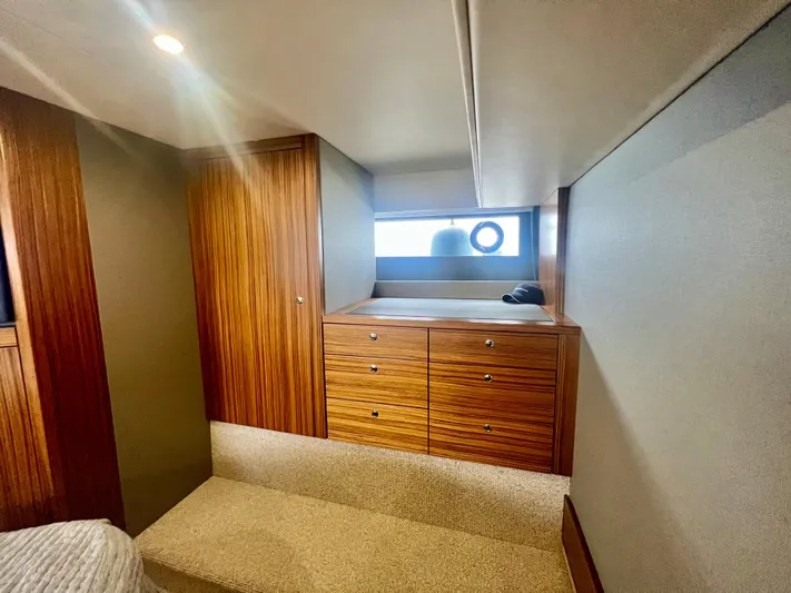  Yacht Photos Pics 2020 Maritimo M51 yacht interior with wooden cabinetry and modern design.