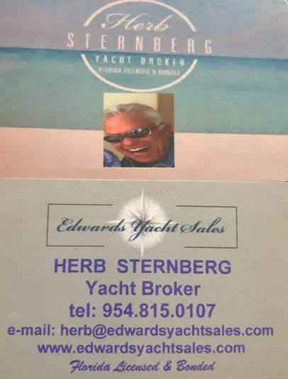 Galore Yacht Photos Pics Business card for Herb Sternberg, yacht broker at Edwards Yacht Sales.