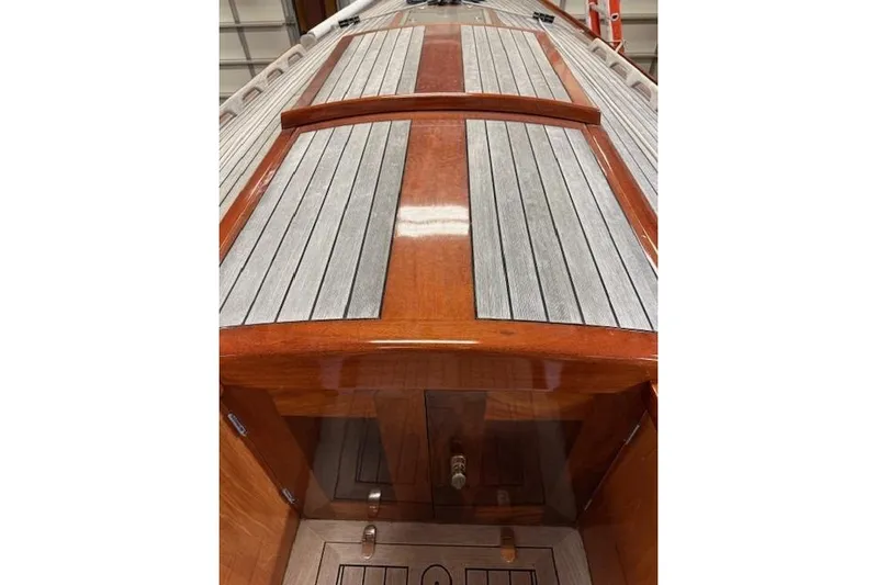 Bamboozle Yacht Photos Pics 2010 Spirit Yachts R46 deck with polished wood and sleek design.