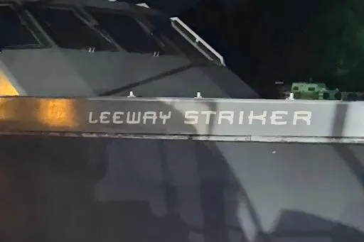Interceptor Yacht Photos Pics Riverhawk 73 Sea Stryker Fast Patrol Boat, 2012, labeled "Leeway Striker" on the side.