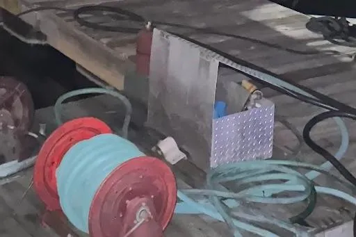 Interceptor Yacht Photos Pics Coiled hoses and equipment on Riverhawk 73 Sea Stryker Fast Patrol Boat, 2012 model.