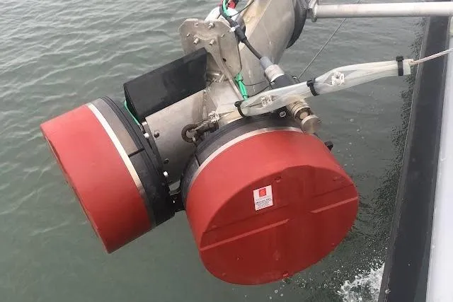 Interceptor Yacht Photos Pics Red buoyant device attached to Riverhawk 73 Sea Stryker Fast Patrol Boat, 2012 model.