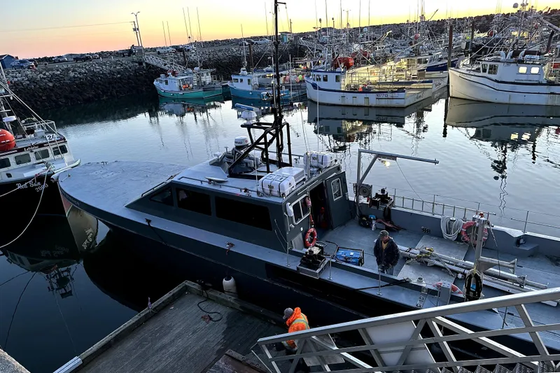 Interceptor Yacht Photos Pics Riverhawk 73 Sea Stryker Fast Patrol Boat docked at a marina, 2012 model.