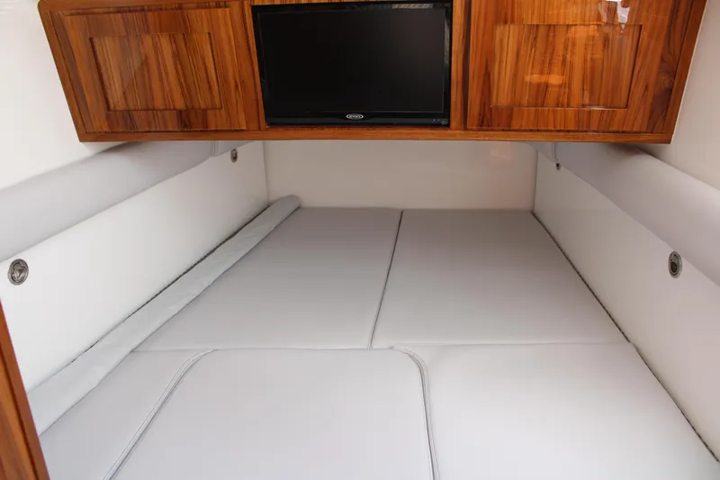 Hcb 53' Suenos Yacht Photos Pics Interior of 2024 HCB Suenos with bed and TV.