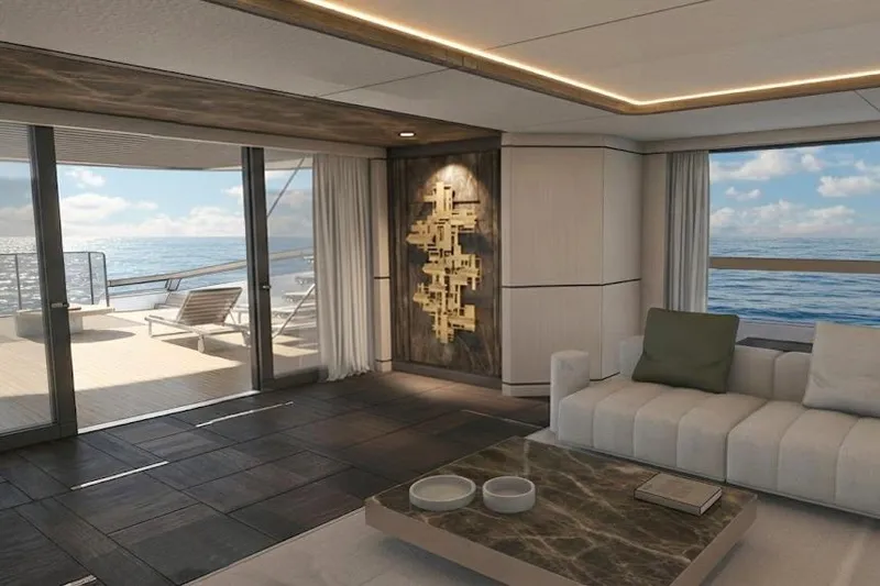 Sleek 52 Yacht Photos Pics Luxurious Tureddi Sleek 52 yacht interior, featuring modern design and ocean views, 2028 model.