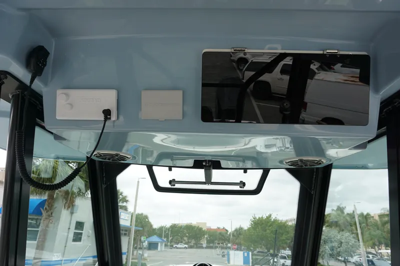 Bwce0497i324 Yacht Photos Pics 2024 Boston Whaler 360 Outrage helm electronics and overhead console.