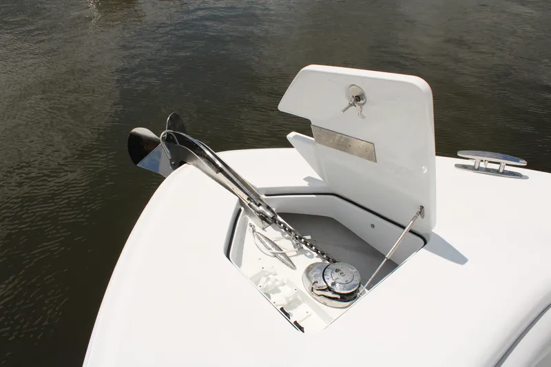 Hcb 53' Suenos Yacht Photos Pics Anchor compartment of 2024 HCB Suenos boat on calm water.