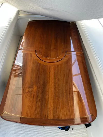  Yacht Photos Pics 2008 Sea Ray 47 Sedan Bridge wooden table with glossy finish.