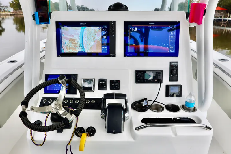  Yacht Photos Pics 2023 Cape Horn 34 XS boat dashboard with advanced navigation and control systems.