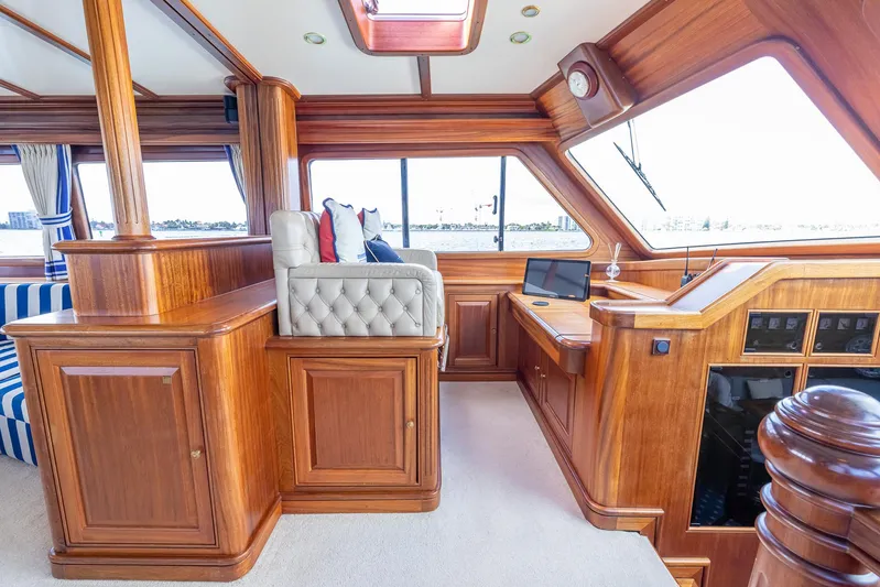 Essence Yacht Photos Pics Luxurious interior of 2006 Vicem 85 Classic yacht with elegant wood finish.