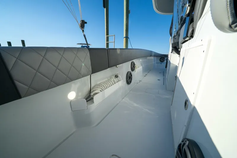 Full Send Yacht Photos Pics 2024 Freeman 38 boat interior with sleek design and modern features.