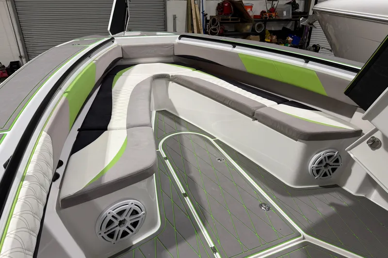  Yacht Photos Pics Luxurious 2017 Statement 350 Open boat interior with stylish seating and modern design.