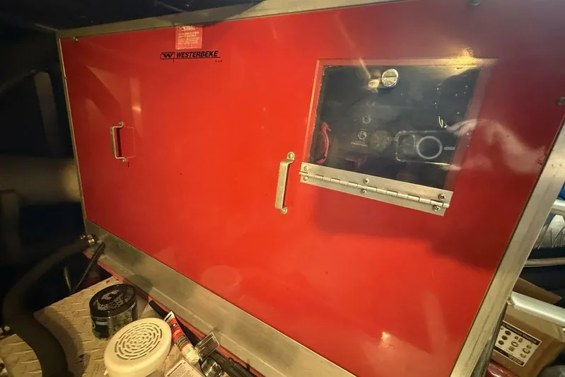  Yacht Photos Pics Red Westerbeke generator panel on 1995 Sea Ray 550 Sedan Bridge yacht.