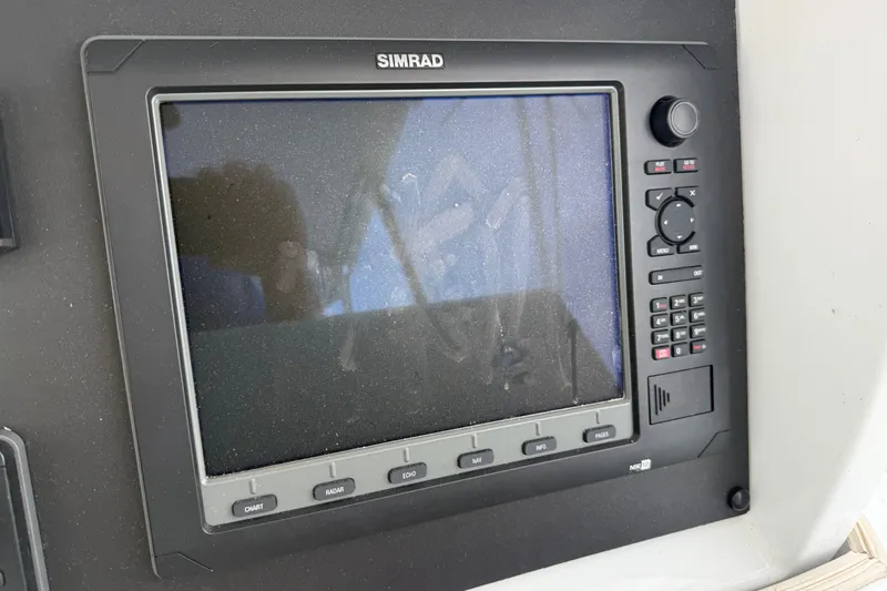  Yacht Photos Pics Simrad navigation display on a 2002 Hatteras 55 Convertible yacht.
