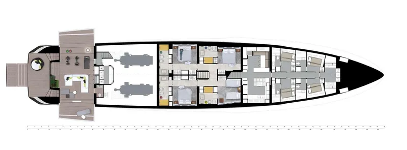  Yacht Photos Pics Floor plan of the 2027 Custom Tureddi Hyper 50 yacht, showcasing interior layout and design.