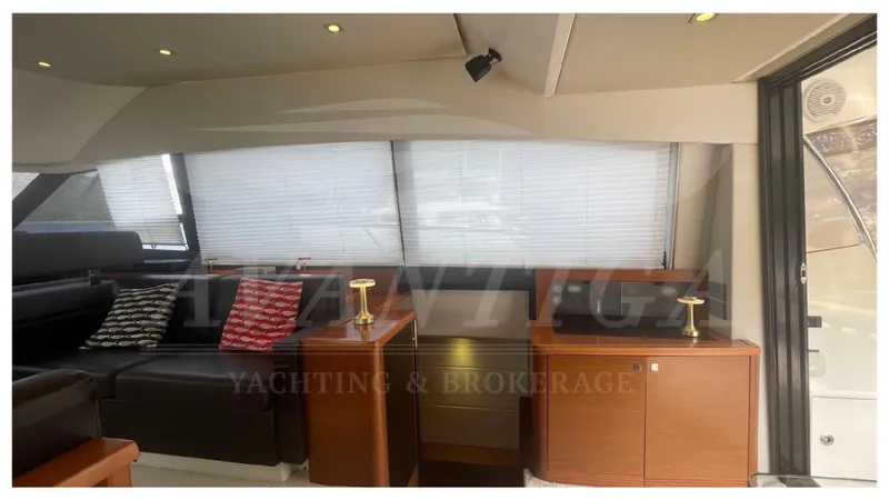  Yacht Photos Pics Luxurious interior of 2012 Prestige 500 yacht with modern furnishings and elegant decor.