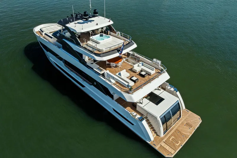 Serenity Now Yacht Photos Pics Luxurious 2024 Ocean Alexander 35 Revolution yacht with spacious decks and modern design.