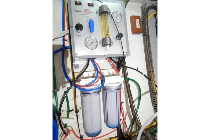 Alaska Sea Duction Yacht Photos Pics Cruise RO water filtration system on 1988 Camargue 48 Cockpit Motor Yacht.