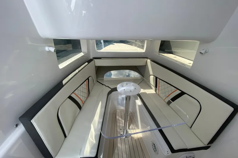  Yacht Photos Pics Luxurious interior of Midnight Express 43 Open boat with elegant seating and modern design.