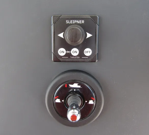  Yacht Photos Pics Control panel of 2024 Axopar 37 Sun Top boat with Sleipner thruster controls.