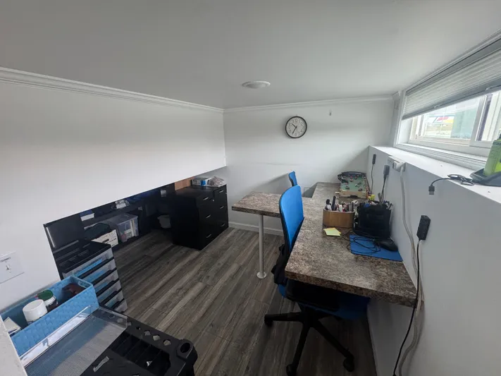  Yacht Photos Pics Office space in 2019 Harbor Cottage Tiny Boat with desk and chair.