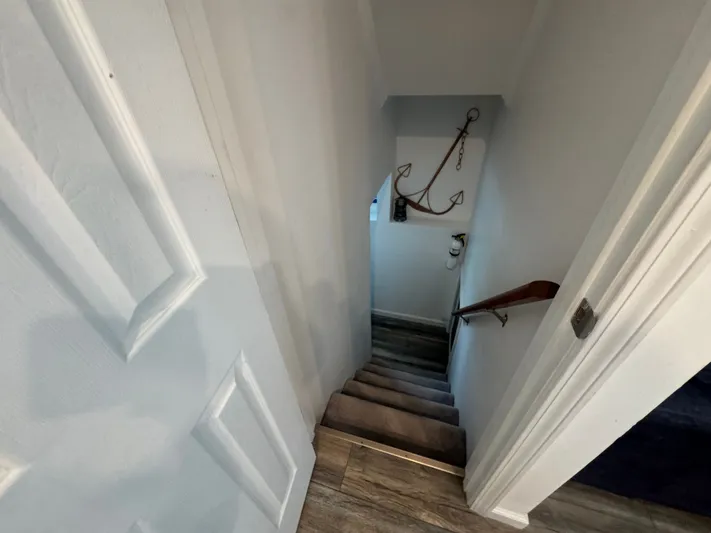  Yacht Photos Pics Staircase in a 2019 Harbor Cottage Tiny Boat with anchor decor.