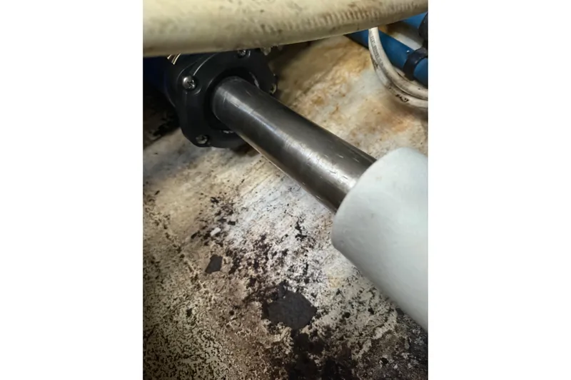 Belle Yacht Photos Pics Close-up of a 2007 Legacy Yachts 34 Sport Express engine component.