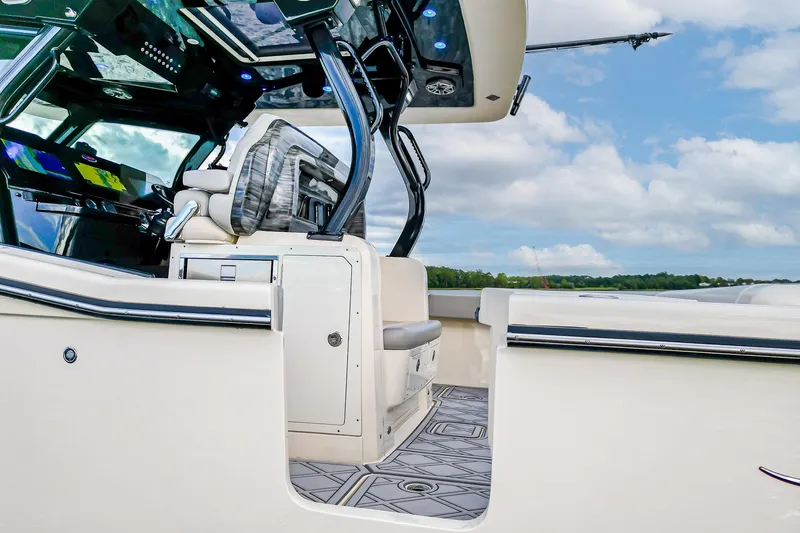 Your Next Boat! Yacht Photos Pics 2024 Scout 377 LXF Port Side Diver/Boarding Door