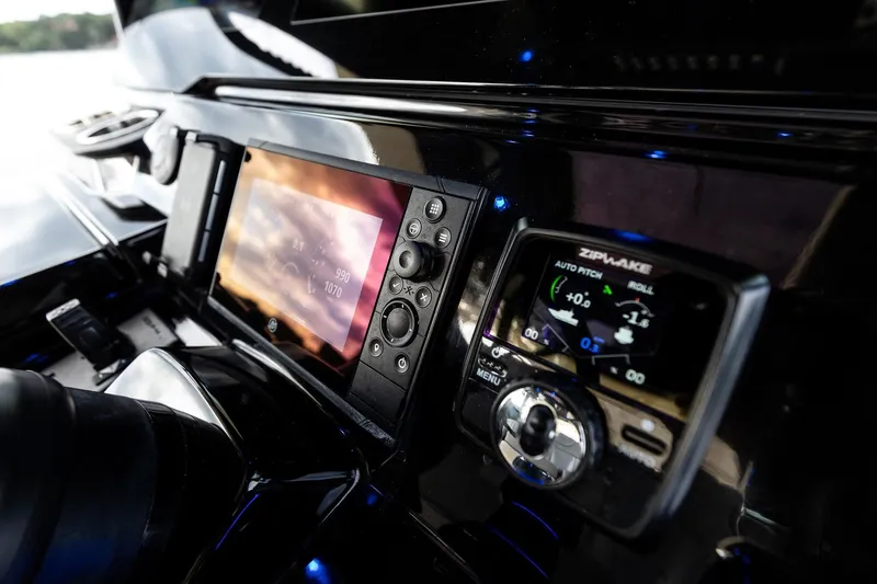 Your Next Boat! Yacht Photos Pics 2024 Scout 377 LXF dashboard with advanced navigation and control systems.