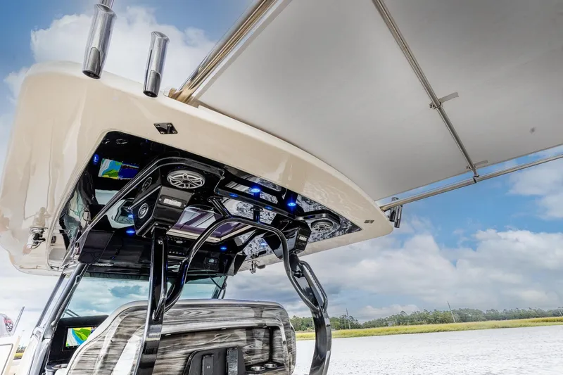 Your Next Boat! Yacht Photos Pics 2024 Scout 377 LXF Hardtop with retractable Sun Shade and Rocket Launchers