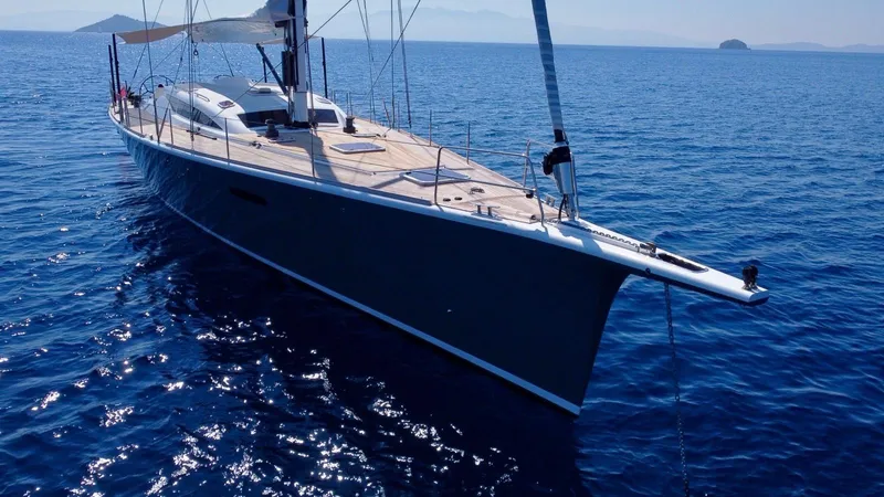 Touché Yacht Photos Pics Sailing yacht "Windseeker Raised Pilot Saloon" 2010 model on calm blue sea.