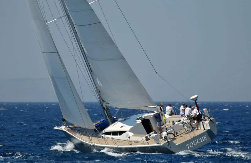 Touché Yacht Photos Pics Sailing yacht "Touche" on open sea, Windseeker Raised Pilot Saloon, 2010 model.