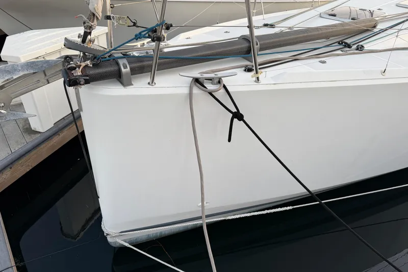 Expresso Yacht Photos Pics Sailboat Pogo 36, 2019 model, docked with visible rigging and anchor.