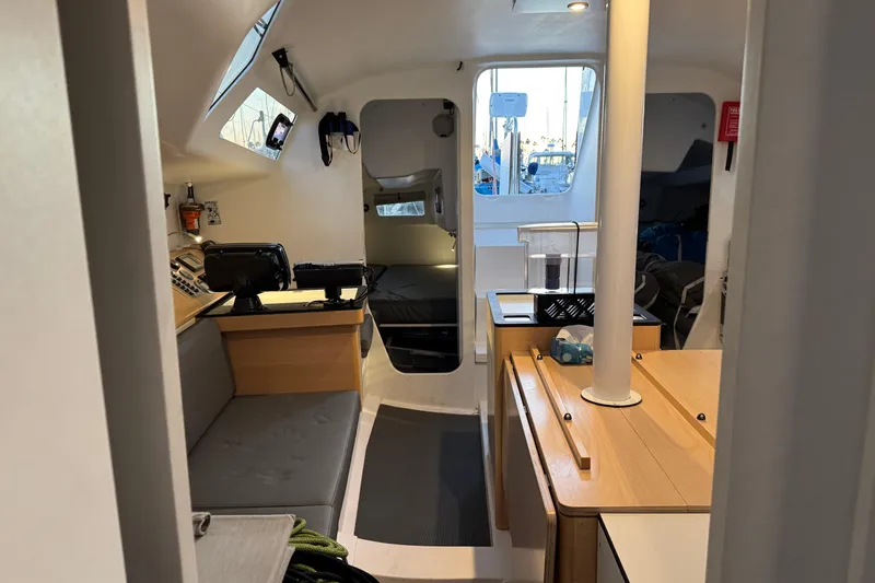 Expresso Yacht Photos Pics Interior of a 2019 Pogo 36 sailboat, featuring a modern, compact design.