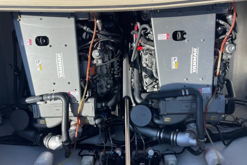 Sea Glass Yacht Photos Pics Twin Yanmar engines in a 2015 CH Marine Shelter Island Runabout boat.
