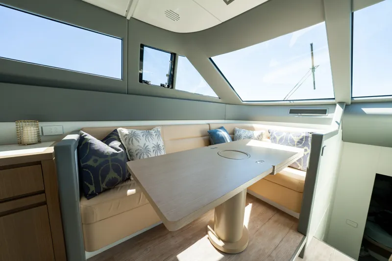 Ilyria Yacht Photos Pics Luxurious interior of 2007 Sanlorenzo SL72 yacht with elegant seating and modern design.