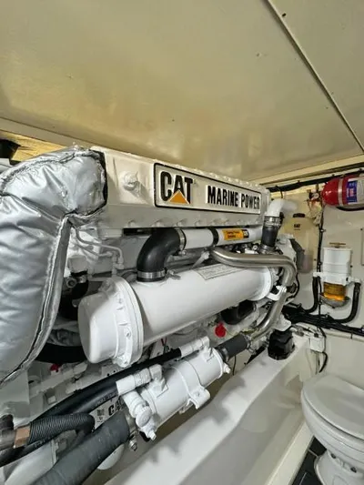  Yacht Photos Pics 2012 Riviera Convertible engine room with CAT Marine Power engine.
