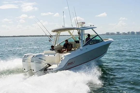  Yacht Photos Pics Manufacturer Provided Image: 2025 Boston Whaler 280 Vantage cruising on open water with passengers onboard.