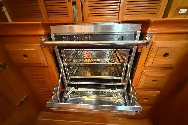 Sarah Yacht Photos Pics Stainless steel oven in 2000 Cabo Rico Cutter 45 yacht galley.