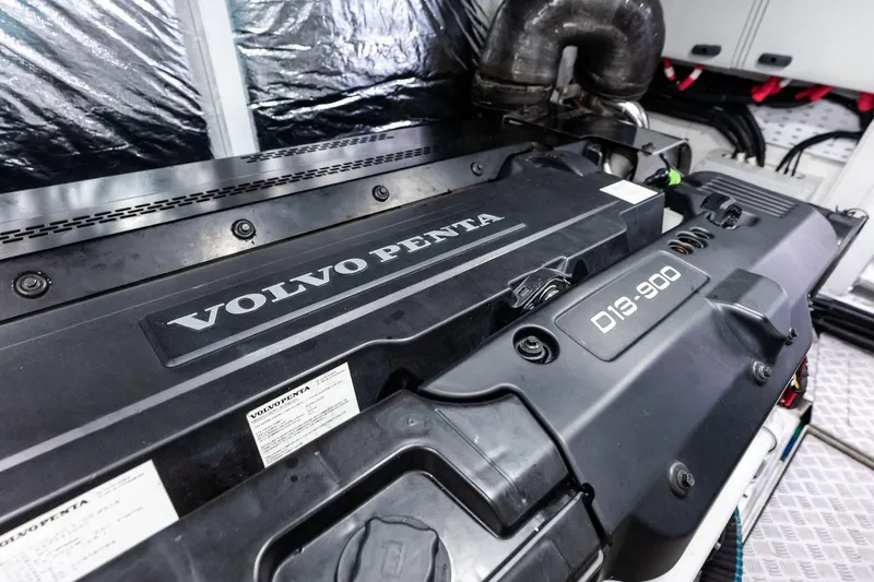 Salty Cowboy Yacht Photos Pics Volvo Penta D13-900 engine in 2022 Princess 55 Flybridge yacht.