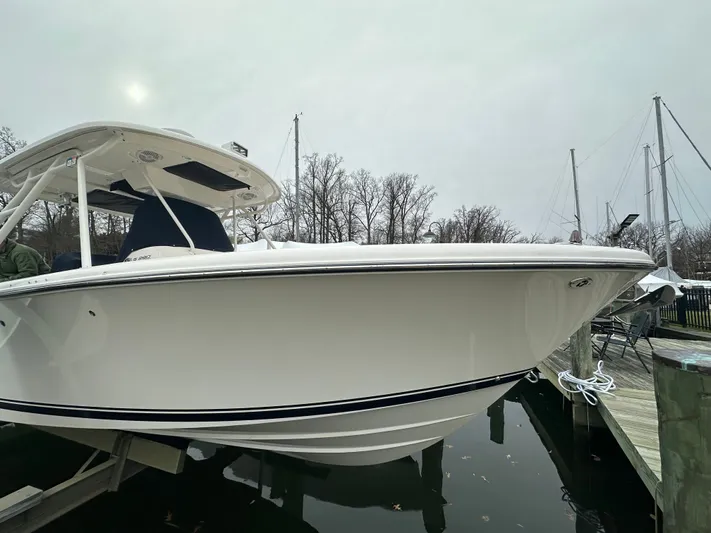 The Bounty Yacht Photos Pics 2017 Pursuit S 280 Center Console boat at dock.