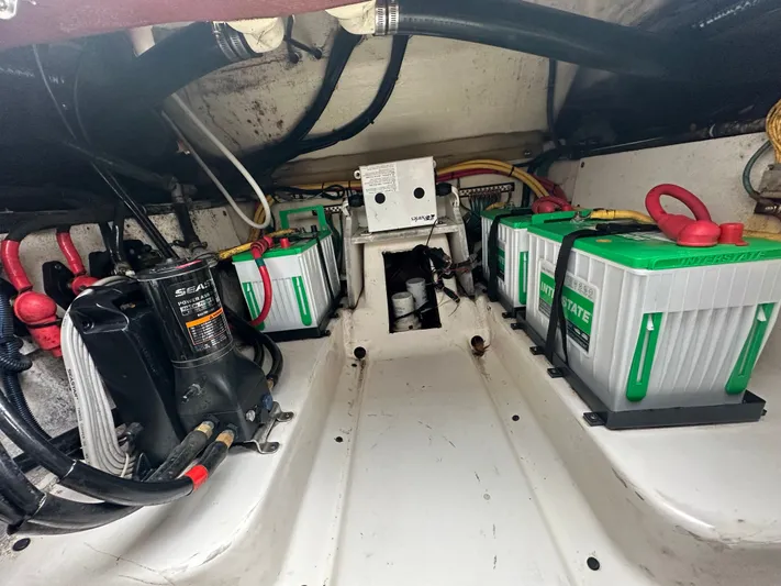 The Bounty Yacht Photos Pics Battery compartment of a 2017 Pursuit S 280 Center Console boat.