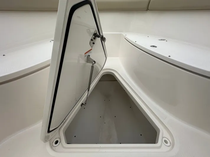The Bounty Yacht Photos Pics Open storage compartment in 2017 Pursuit S 280 Center Console boat.