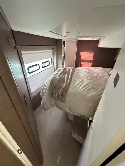 Blureverie Yacht Photos Pics 2021 Bali 4.8 interior bedroom with cozy bed and modern design.